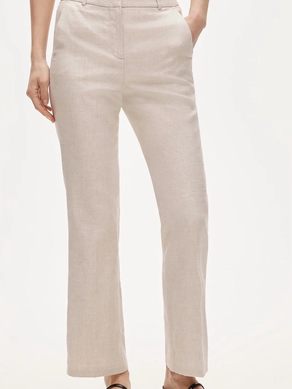 J.Crew Kaya Linen Blend Fully Lined Ivory Straight Leg Trousers Pants Size 6